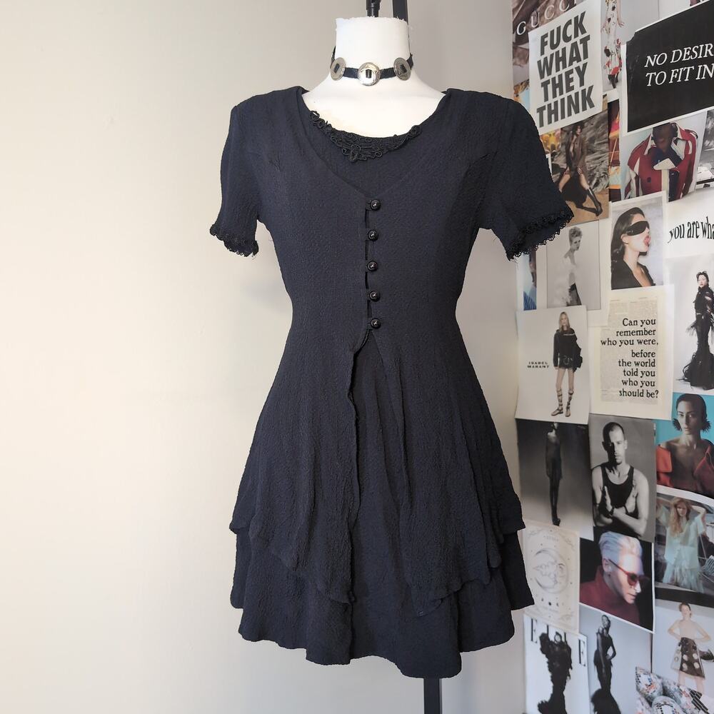 Layered Lace Trim Mini Y2k Dress